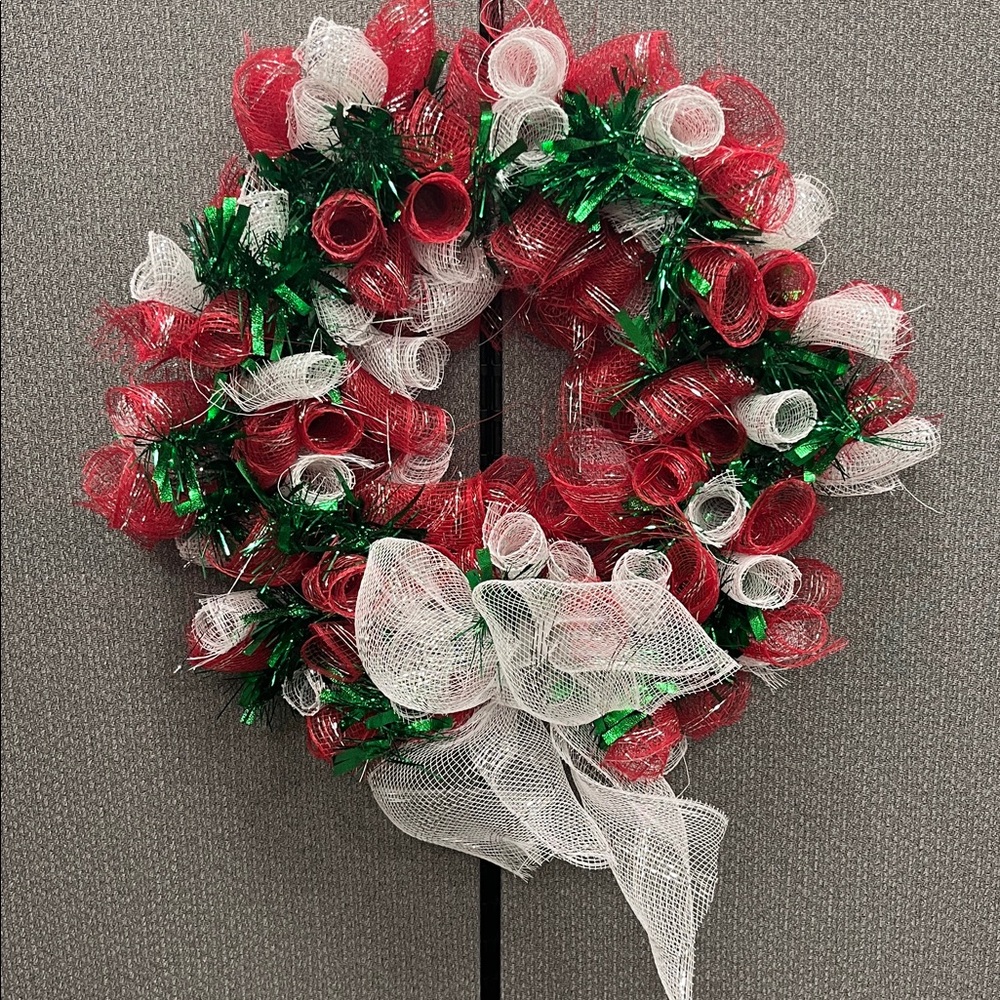 Festive Handmade Holiday Wreath with Silver Accents